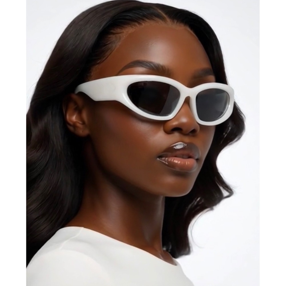 Futuristic Shield Sunglasses Trendy Fashion Women Style White Frame Sports Fancy